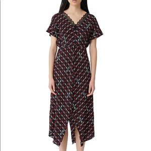 Maje Rorsie Printed Midi Dress